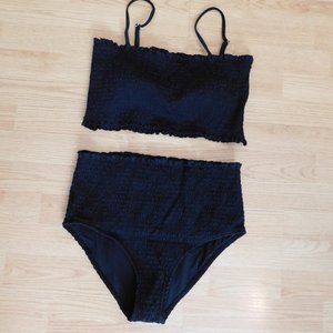 Women's Large Two Piece Black High Waisted Swimsuit - Adj. Straps - New No Tags